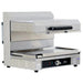 Omcan 43450 electric 21-inch adjustable salamander broiler with flat cooking plate and heating head raised, side angle
