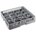Omcan 43501 grey polypropylene 16 compartment glass rack with open lattice sides for commercial dishwashers