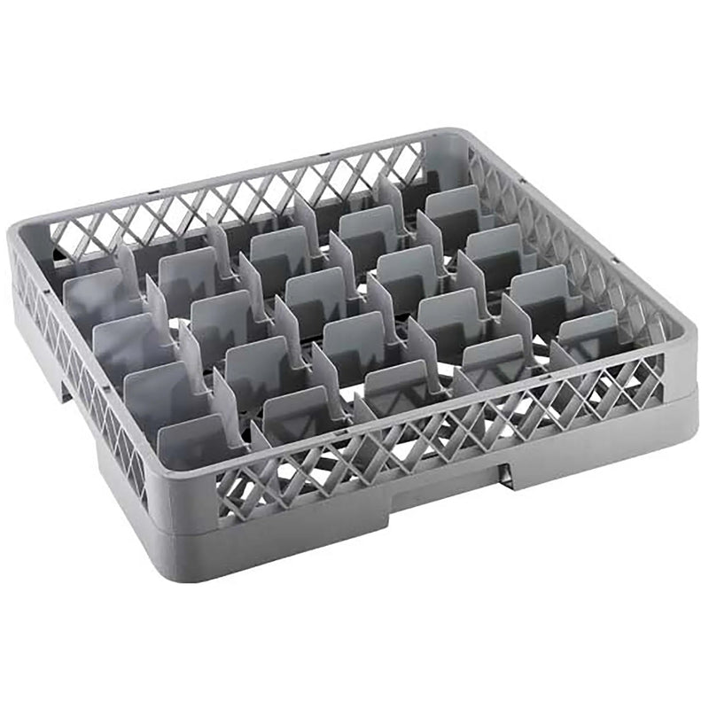 Omcan 43502 grey polypropylene 25 compartment glass rack with open lattice sides for commercial dishwashers