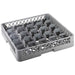 Omcan 43502 grey polypropylene 25 compartment glass rack with open lattice sides for commercial dishwashers