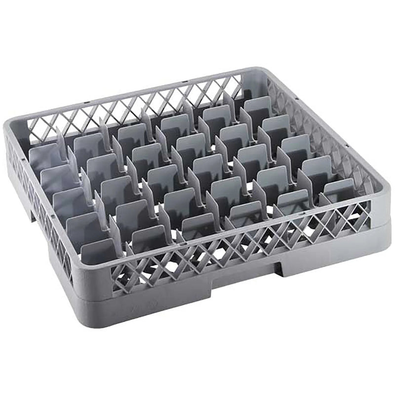 Omcan 43503 grey polypropylene 36 compartment glass rack with open lattice sides for commercial dishwashers