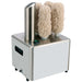 Omcan 44516 stainless steel five-brush commercial glass polisher for bars and restaurants, angled view