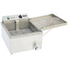 Omcan 44522 electric 120V 25 lb countertop single donut fryer in stainless steel with basket and drain valve