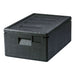 Omcan 44548 full-size insulated food carrier with 21.5L capacity, black top-loading box with lid and hand grips