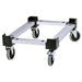 Omcan 44554 full-size insulated food carrier dolly with aluminum frame, black corner brackets and four swivel casters
