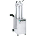 Omcan 45920 hydraulic 48 lb sausage stuffer, 120V, stainless steel cylinder with lid clamps, pressure gauge and wheels