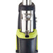 Omcan 45923 cold press juicer, front close-up of the stainless steel pressing chamber and juice spout