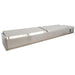 Omcan 46497 refrigerated 78-inch topping rail with the stainless steel covers closed, angled side view