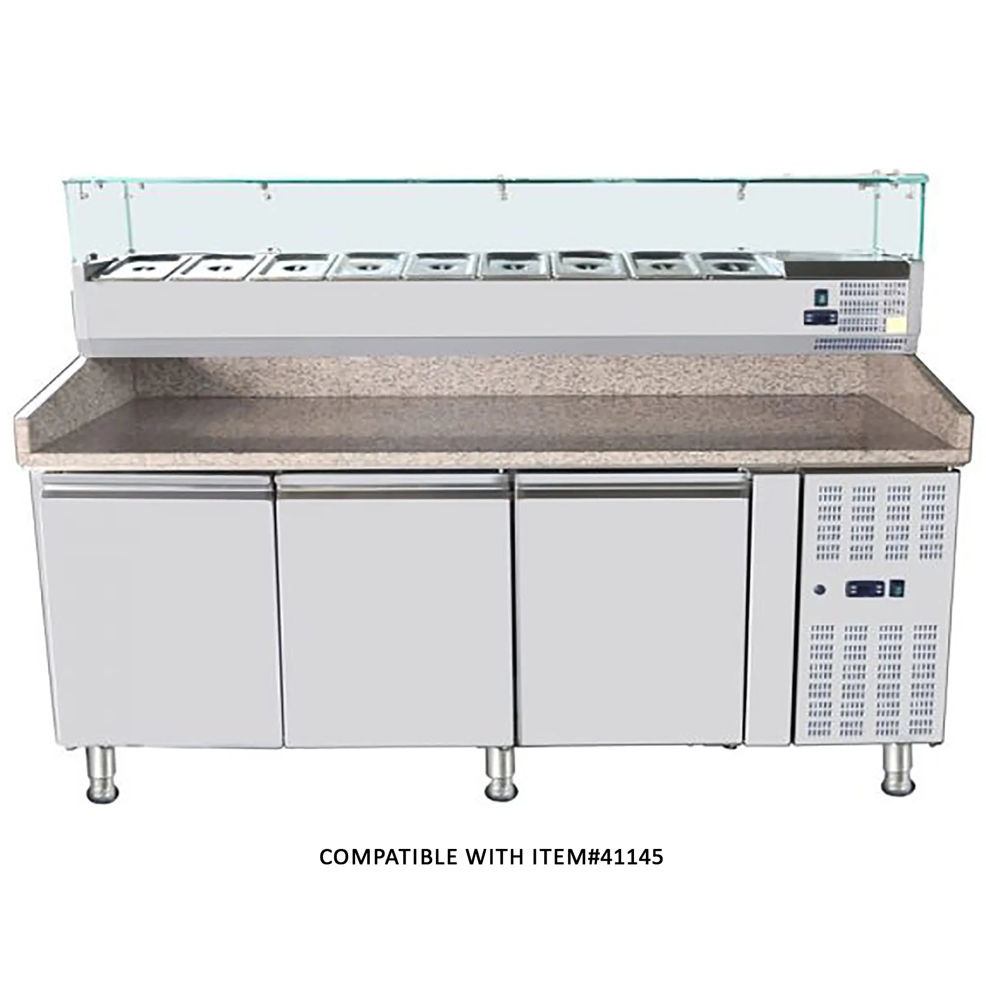 Omcan 46680 Refrigerated 79" Topping Rail with Glass Sneeze Guard-Phoenix Food Equipment