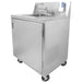 Omcan 46788 portable hand sink with water heater tank and pump, stainless steel cabinet with door and faucet, side angle