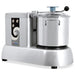 Omcan 47083 9 qt bowl cutter processor with stainless steel bowl and lid on an aluminum base, front view