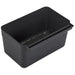 Omcan 47130 black plastic silverware bin that hooks onto the side of 24183 and 43069 utility carts