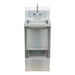 Omcan 47246 stainless steel combination wall mounted hand sink with mop sink, front view showing both basins