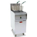 Omcan 47331 electric 208V 40 lb floor deep fryer in stainless steel with two fry baskets and cabinet door