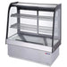 Omcan 47560 countertop 28-inch drop-in refrigerated pastry display case with curved glass and two wire shelves