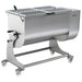 Omcan 48058 heavy duty electric meat mixer, 396 lb capacity, 220V, wide stainless steel tub with grate on casters