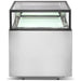 Omcan 48561 36-inch stainless steel flat top refrigerated showcase with LED lighting, empty, angled view