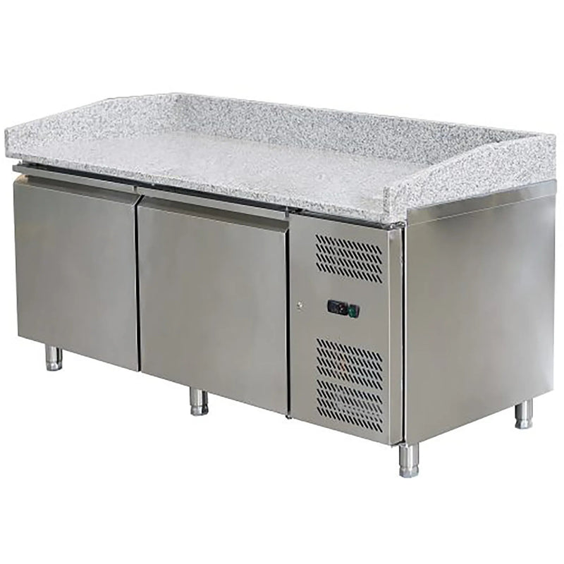 Omcan 48621 Double Door 80" Granite Top Refrigerated Pizza Prep Table-Phoenix Food Equipment