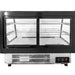 Omcan 48887 countertop 35-inch drop-in refrigerated pastry display case, rear view showing sliding doors and controls