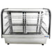 Omcan 48887 countertop 35-inch drop-in refrigerated pastry display case with curved glass front, front view