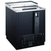 Omcan 50038 commercial 26-inch horizontal bottle cooler in black with stainless steel top and bottle opener