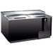 Omcan 50039 commercial 49-inch horizontal bottle cooler in black with stainless steel top, two lids and bottle opener