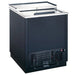 Omcan 50073 commercial 26-inch wide glass chiller in black with stainless steel top and sliding lid, angled view