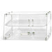 Omcan 80567 2-tray clear acrylic pastry display case, empty, angled view