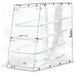 Omcan 80569 4-tray clear acrylic pastry display case, empty, angled view