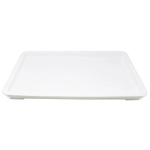 Omcan 80891 polycarbonate pizza dough proofing box cover, flat rectangular lid with raised edge, angled view