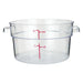 Omcan clear polypropylene round storage container, short 2 quart size with red litre and quart graduations