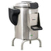 Omcan Elite 47055 electric 66 lb potato peeler, angled view showing the black discharge tray and side chute
