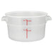 Omcan translucent polypropylene round storage container, short 2 quart size with red litre and quart graduations