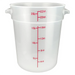 Omcan translucent polypropylene round storage container, largest 22 quart size with red litre and quart graduations