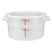 Omcan white polypropylene round storage container, short 2 quart size with red litre and quart graduations