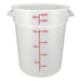 Omcan white polypropylene round storage container, largest 22 quart size with red litre and quart graduations