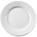 Phoenix white ceramic wide rim plate, second size option, top-down view of the glossy rim and centre well