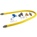Phoenix commercial quick disconnect gas hose kit in a longer size, yellow hose laid out with included fittings