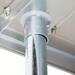 Phoenix ECONOMY 18 gauge stainless steel work table, close-up of the leg joint under the table top