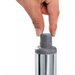 Phoenix ECONOMY 18 gauge stainless steel work table, hand pressing the grey plastic insert into a leg