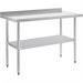 Phoenix ECONOMY 18 gauge 430 stainless steel work table with rear backsplash and undershelf, angled view
