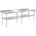Phoenix ECONOMY 18 gauge 430 stainless steel work table, extra long size with backsplash and six legs