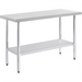 Phoenix ECONOMY 18 gauge 430 stainless steel work table with flat top and undershelf, angled front view