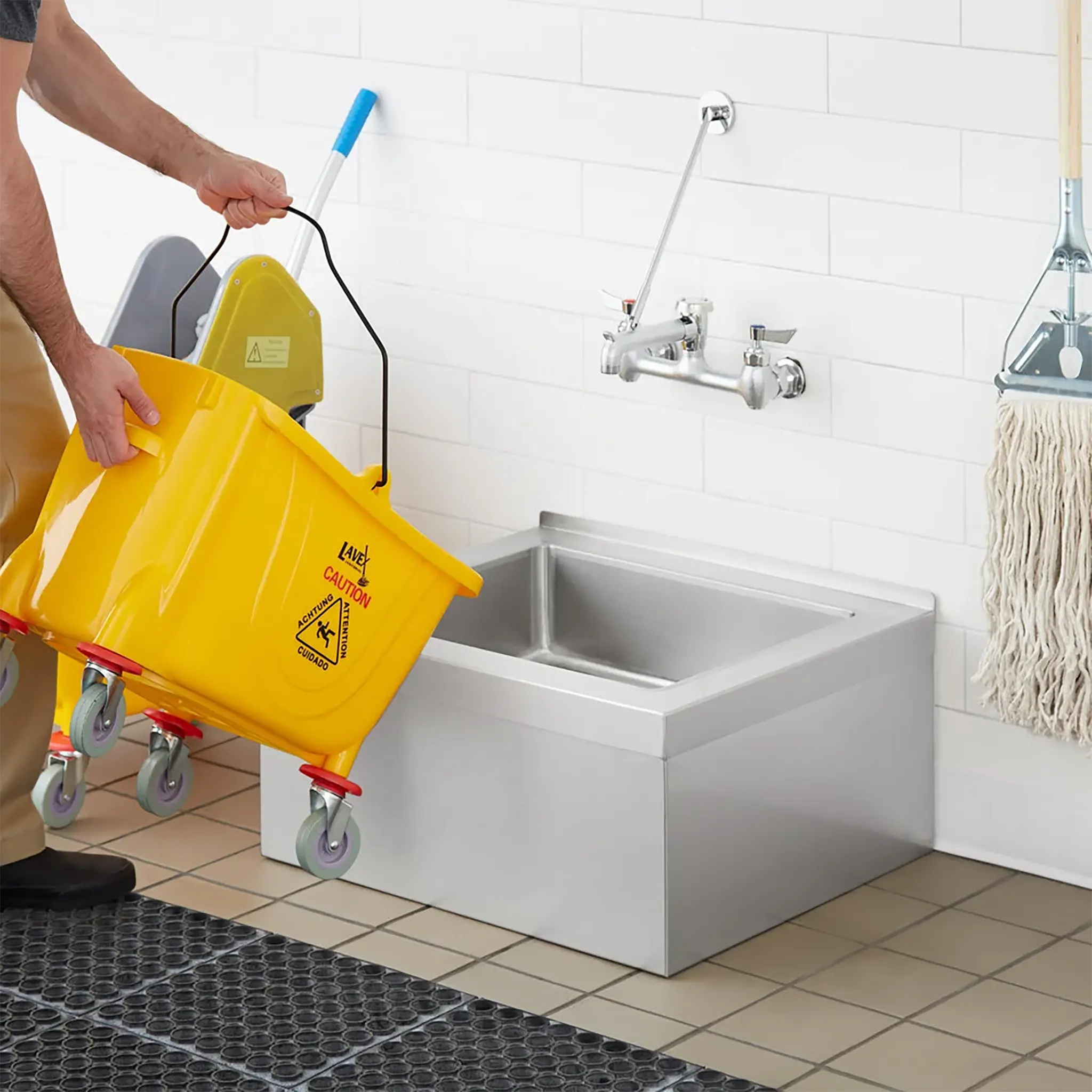 Phoenix MS-1620-6 Stainless Steel Mop Sink - 16"D x 20"W x 6"H Bowl Size-Phoenix Food Equipment