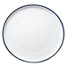 Phoenix Milford white ceramic plate with dark blue rim band, top-down view of the larger size option