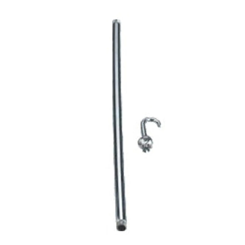 Phoenix chrome pre-rinse riser pipe shown with its wall bracket, replacement part for pre-rinse faucet units