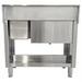 Phoenix SPCMU Series stainless steel cocktail mix sink, rear view showing the underside of the bins and undershelf