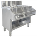 Phoenix SPCMU Series stainless steel cocktail mix sink with ice bin, speed rail and undershelf, angled side view