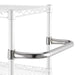 Phoenix chrome wire shelving handle, close-up of the curved handle clamped to a chrome shelving post