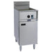 Pitco E35 208V electric floor fryer in stainless steel with front control panel and cabinet door, angled view